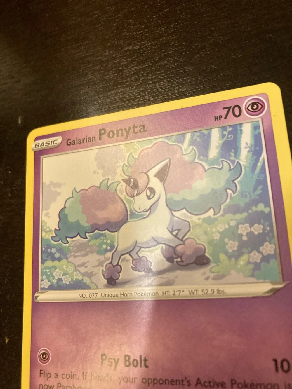Pokemon Galarian Ponyta Card - Purple & Yellow Border
